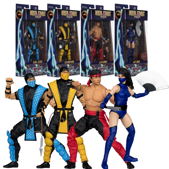 Set Figurine Mortal Kombat McFarlane – Kitana, Liu Kang, Scorpion, Sub-Zero, 18 Cm, Nuove Sigillate