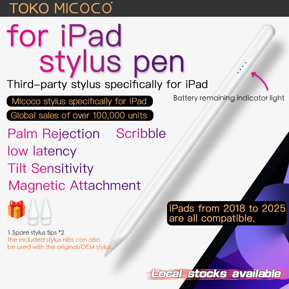 MICOCO M18 Stylus Pen for A16 Air 6 5 4 Pro11 10th 9th 8th Gen Palm ...