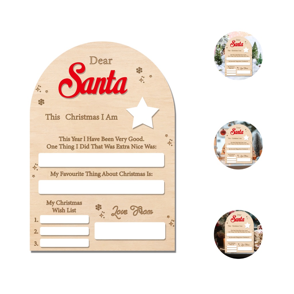 Dear Santa Christmas Wish Board Sign - Wood Reusable Dear Santa Letter ...