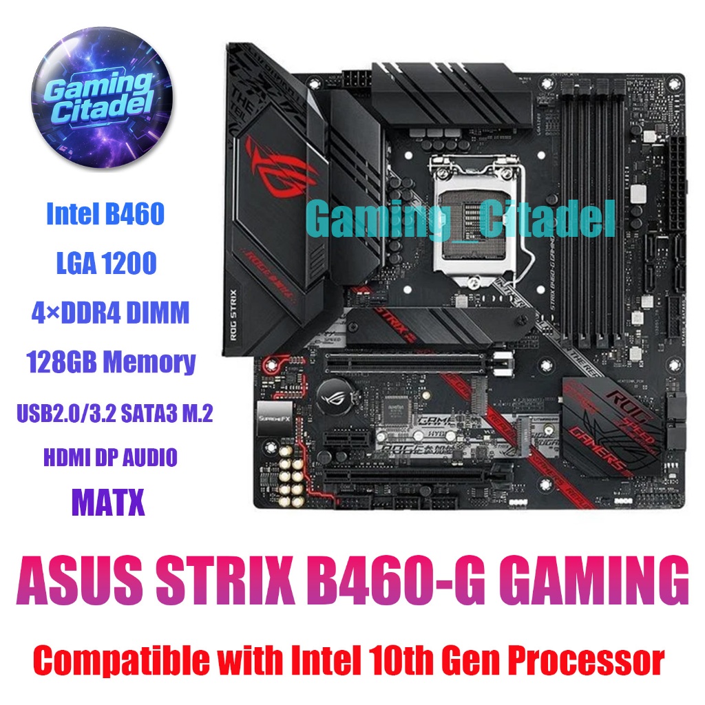 Used ASUS RIG STRIX B460-G GAMING DDR4 MATX Motherboard LGA 1200 ...