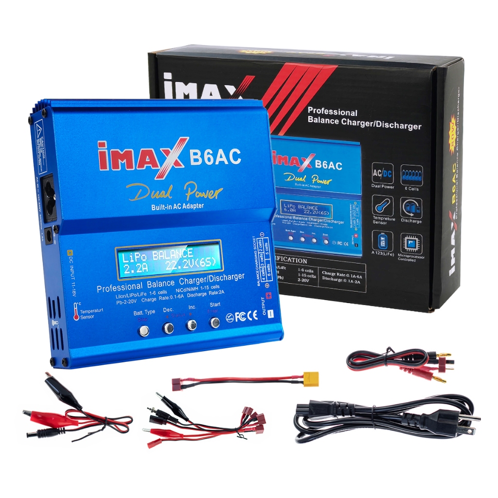Cargador Balanceador Imax B6 AC 80W 6A Con Pantalla LCD, Compatible Con Lipo, Li-ion, NiMH Y Pb, Para Coches, Aviones Y Barcos RC