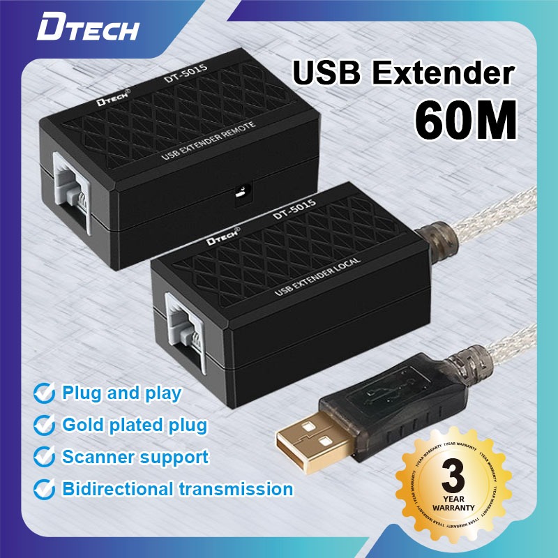 DTECH USB Extension Adapter USB to RJ45 Extender Over Cat5 Cat5e ...