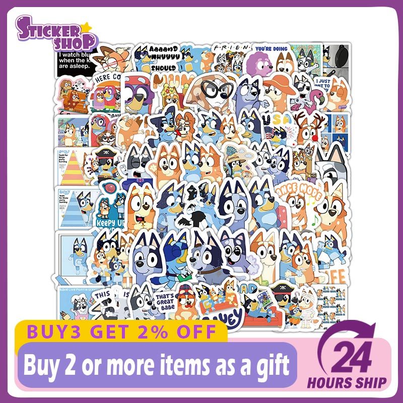 103pcs Cartoon Bluey Sticker DIY Computer Suitcase Guitar Waterproof ...