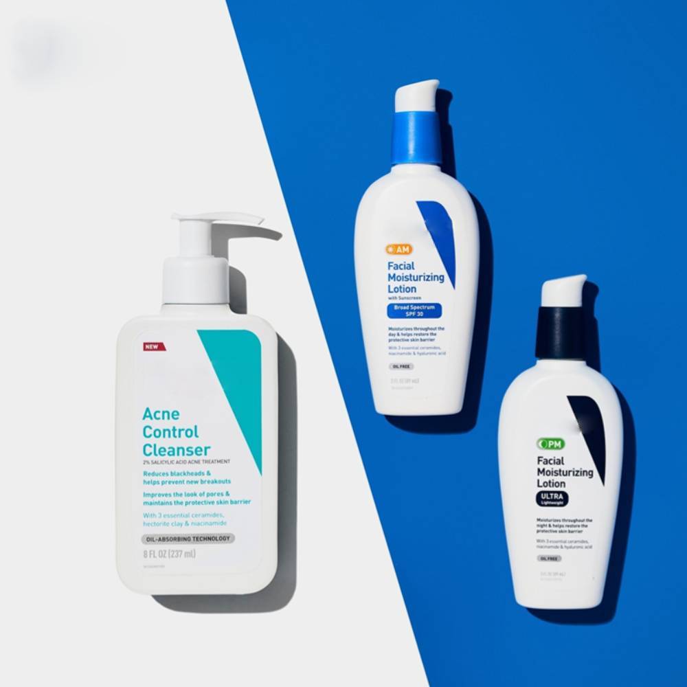Anti Acne Set Acne Control Cleanser AM/PM Facial Moisturizing Lotion ...