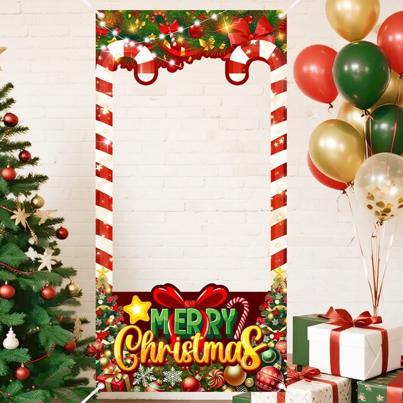60x120cm Christmas Party Photo Frame Backdrop Polyester Merry Christmas ...
