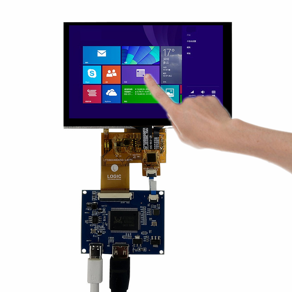 5 Inch 800×480 Portable LCD Display with Capacitive Touch Screen, Mini ...