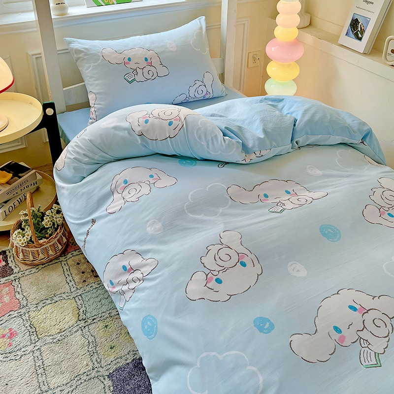 3pcs/ 4pcs cinnamoroll bedsheet set Sanrio Kuromi Bedding Quilt Cover  Cartoon Cute Kid Duvet Cover and Pillow Case Single Queen King Size