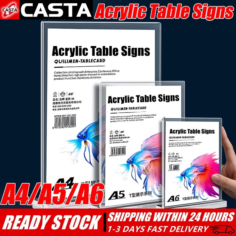 A4/A5/A6 Acrylic table sign Poster Menu Holder Clear Frame T-type Menu ...