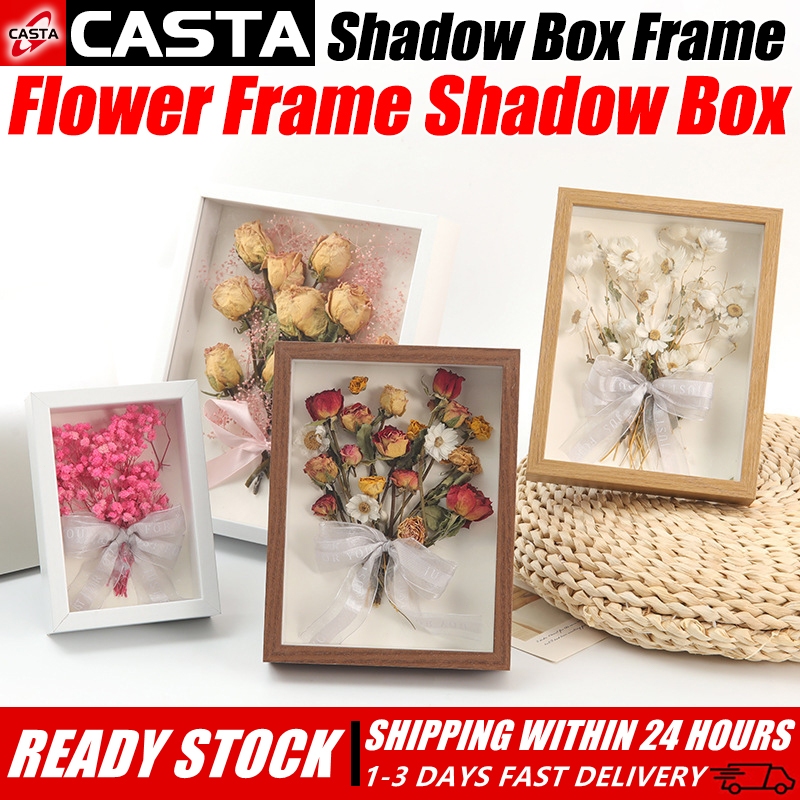 Flower Frame Shadow Box DIY Transparent Glass Wooden Shadow Box Photo ...