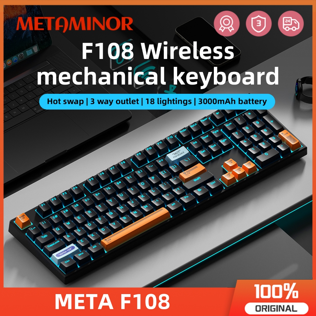 Meta F108 Wireless Mechanical Keyboard Hot Swap 3mode Full Gaming ...