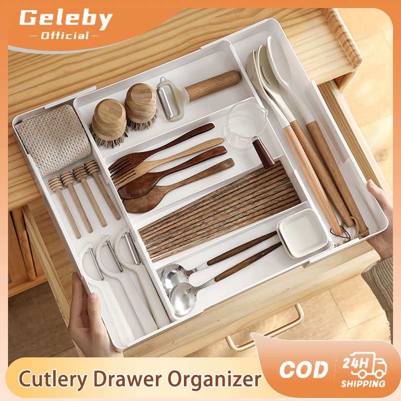 Geleby Drawer Cutlery Organizer Expandable Spoon and Fork Organizer ...
