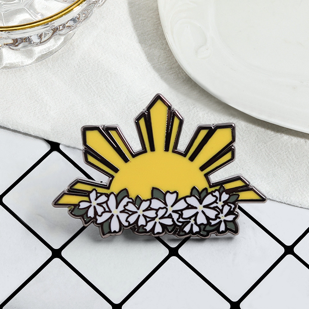 Philippine Sun and Sampajita Flower Brooch Collar Pin Men's and Women's ...