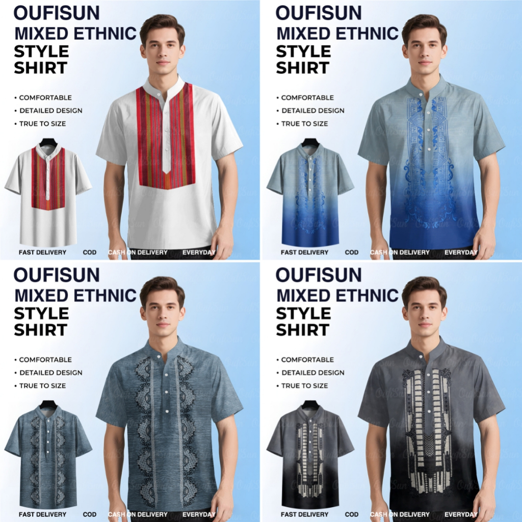 2025 Barong Tagalog For Men Modern Gradient Floral Pattern Sublimation ...