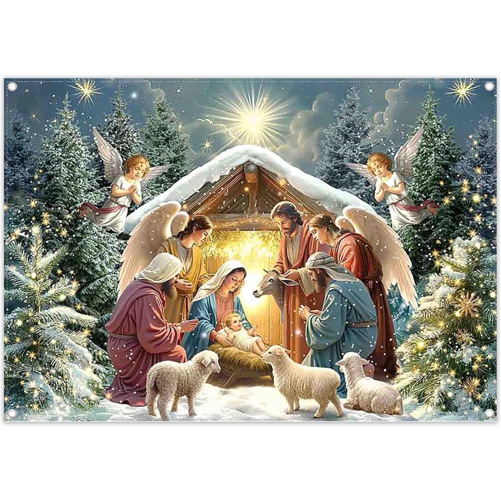 Christmas Nativity Scene Photography Backdrop Holy Religious Birth of ...