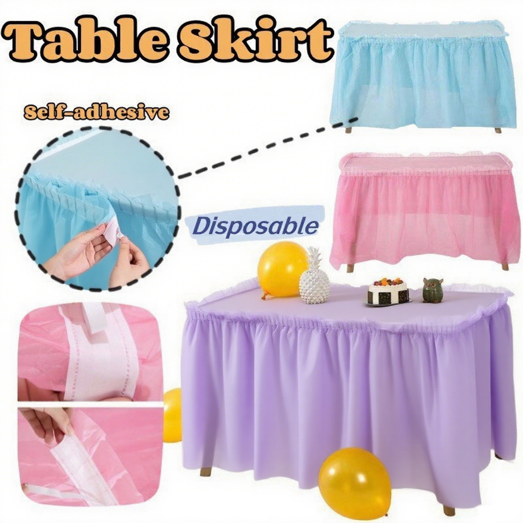 2pcs/set Disposable Table Skirt Table Cloth Set Waterproof Dinning ...