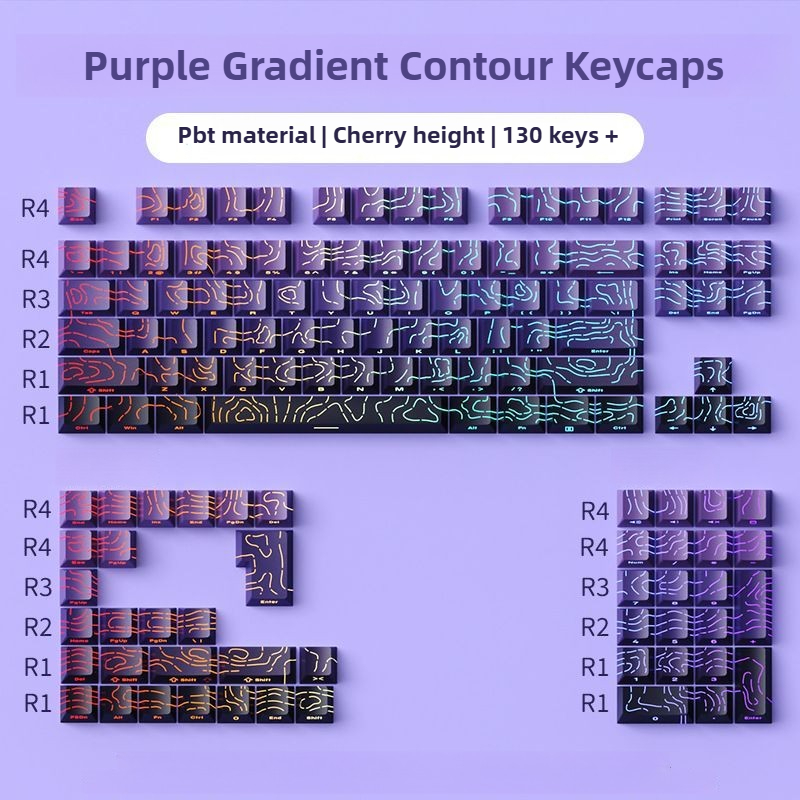 【Local Delivery】Purple Gradient Contour Keycaps 4.0 Side Print Cherry ...