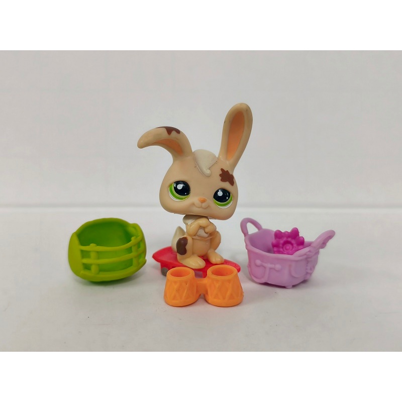 LPS Figure Yellow Rabbit #972 W/5pcs Accessories Littlest Pet Shop toy ...