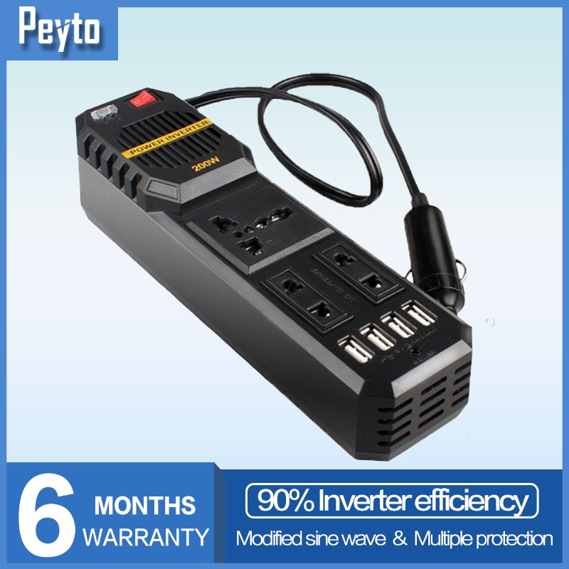 200W Mini Car Inverter DC 12V to AC 220V High-power Power Inverter ...