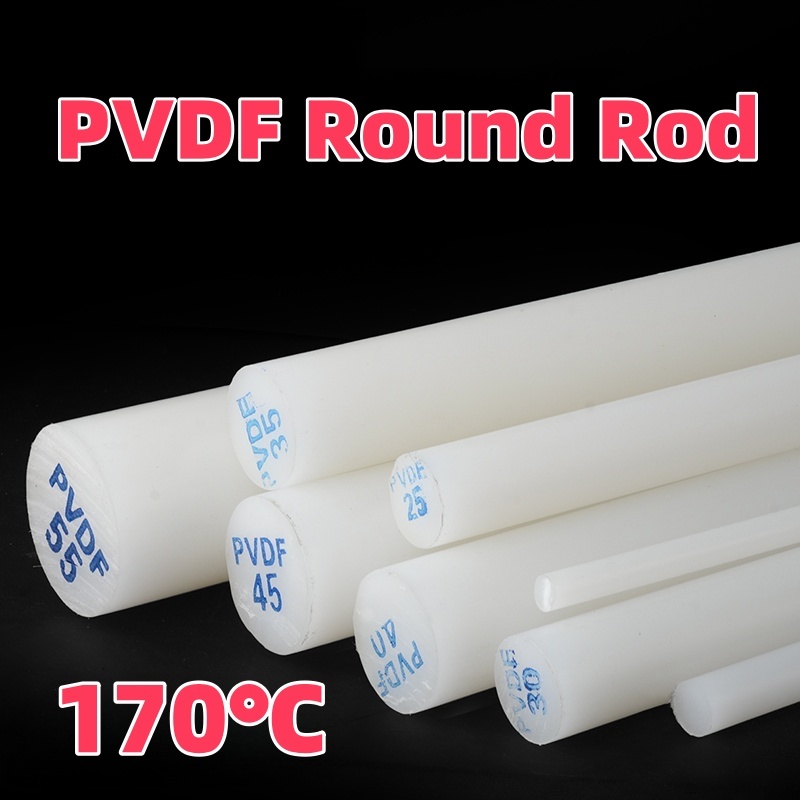 White High Temperature Resistant PVDF Round Rod Length 100mm Hard Acid ...