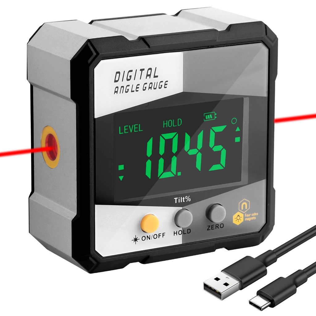 Laser Digital Protractor Inclinometer Laser Level Ruler USB Chargable ...