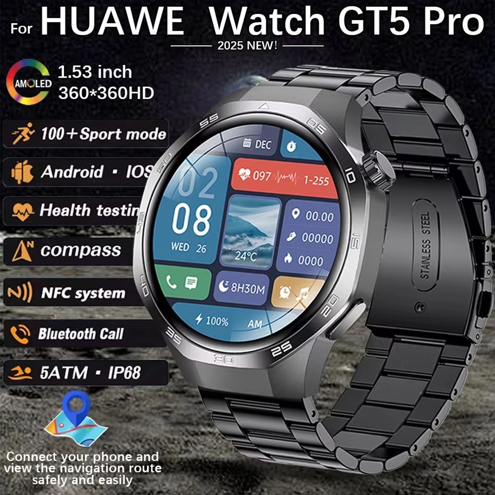 For GT5 Pro Sports Smart Watch Men GPS Track Compass Altimeter ...