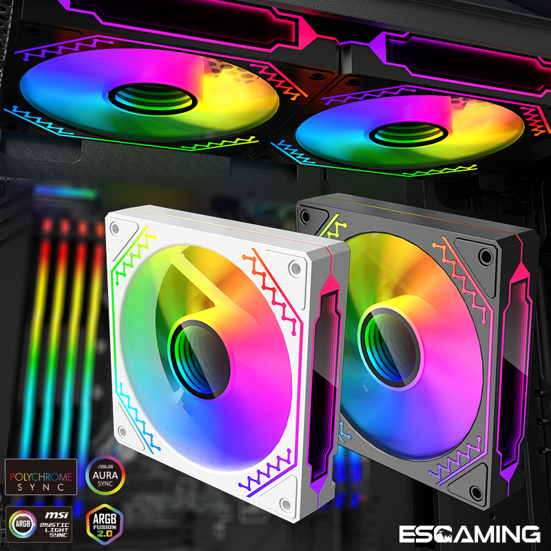 Esgaming 120mm Infinity Mirror PC Fan ARGB CPU Fan 5V 3PIN Motherboard ...