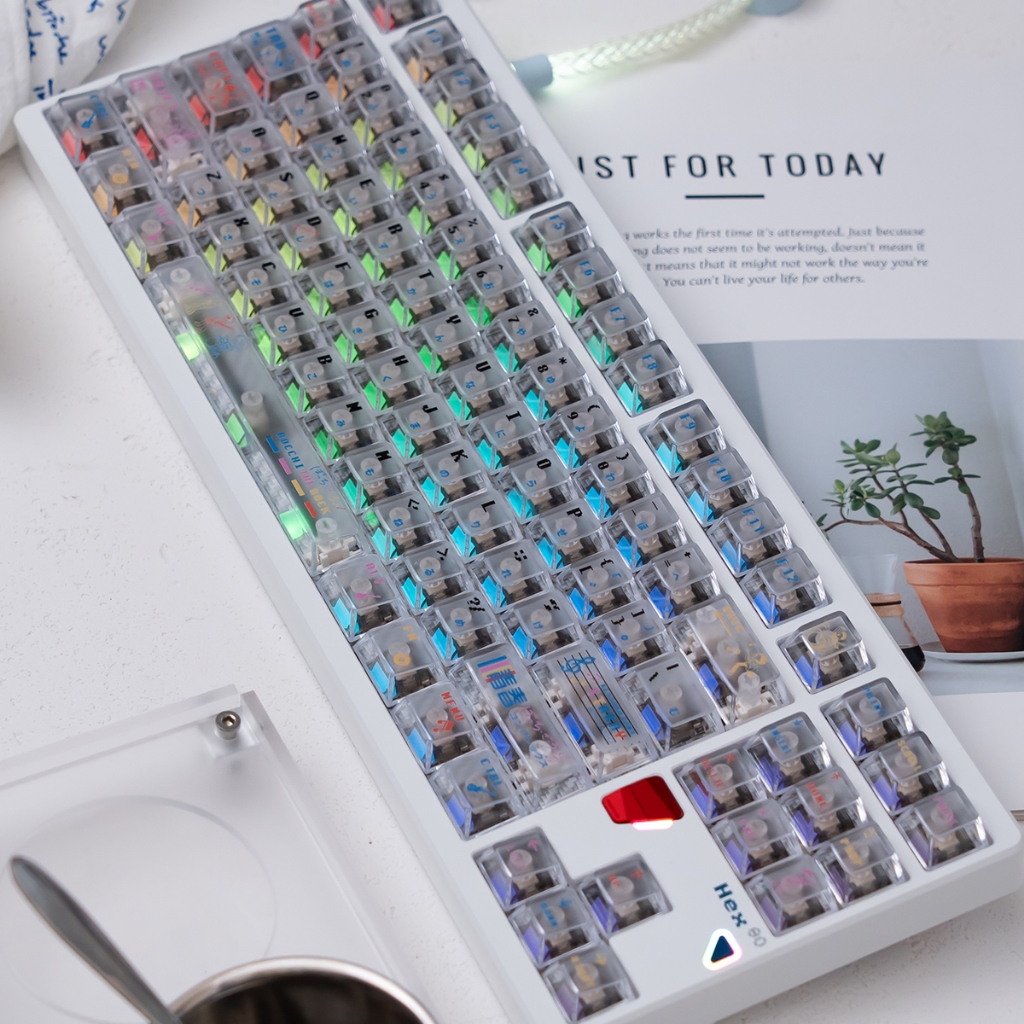 Distortion!! Keycaps Top fog transparent Cherry profile 114 kyes White ...