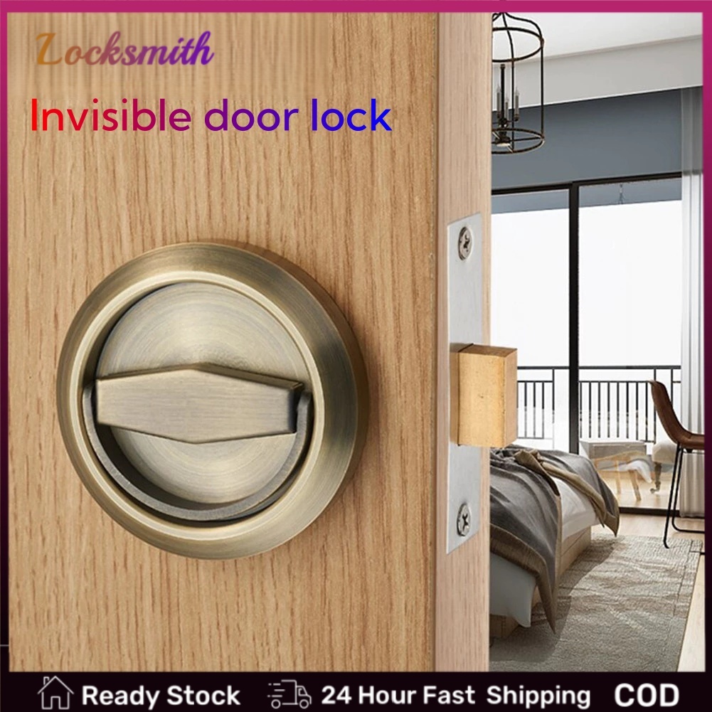 Keyless Invisible Door Lock with Handle, Wooden Door Latch for ...