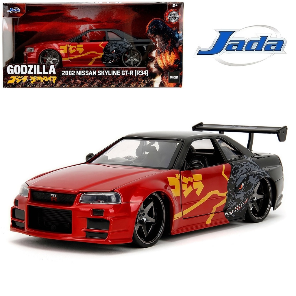 Jada Godzilla 2003 Nissan Skyline GTR R34 – 1:24 Scale Die-Cast ...