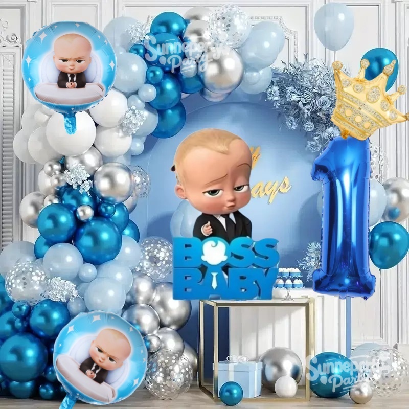 Boss Baby Balloon Garland Arch Kit Blue White Baby Shower Birthday ...