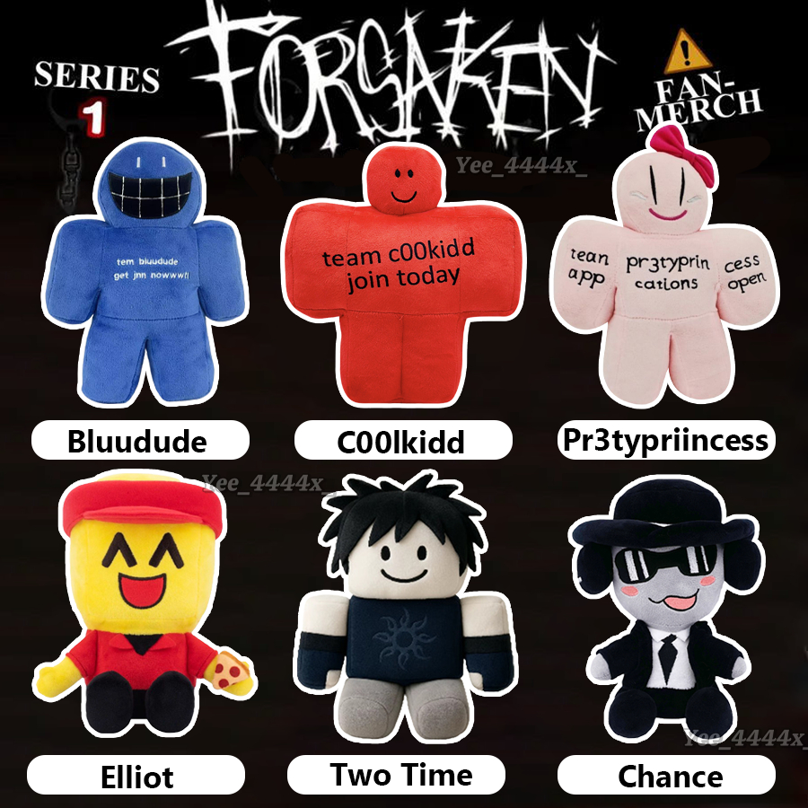 Roblox Game Forsaken Bluudud Chance Elliot C00LKIDD Pr3typrincess Plush 