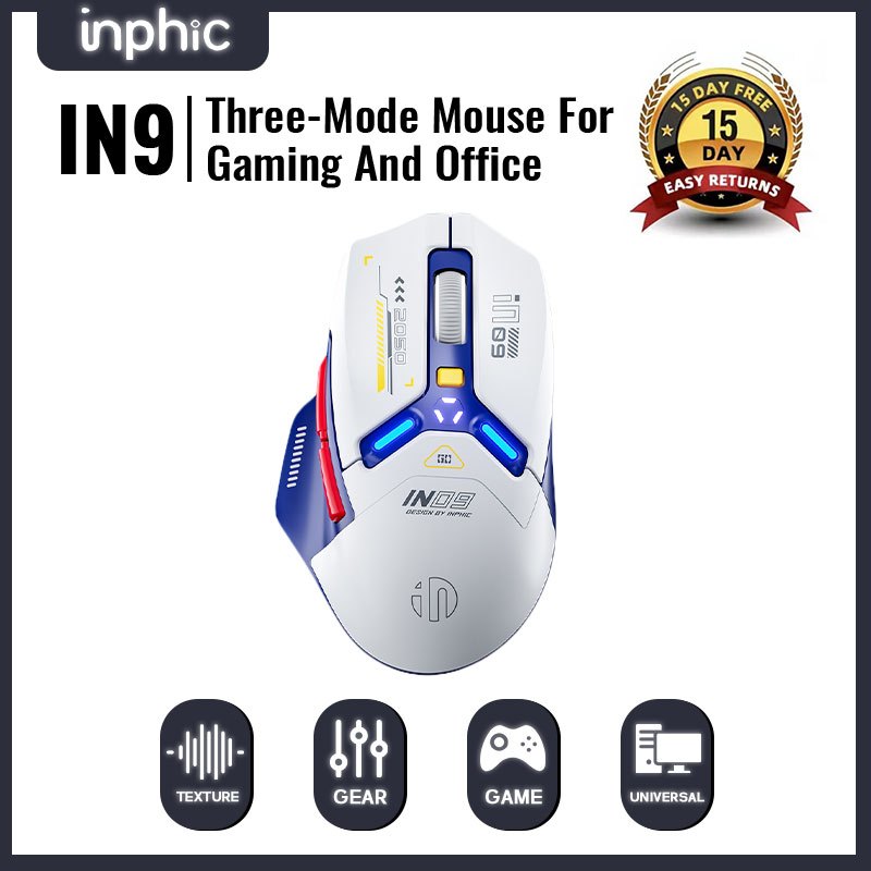 INPHIC IN9 Wired & Wireless Mouse Bluetooth Rechargeable RGB Lighting ...
