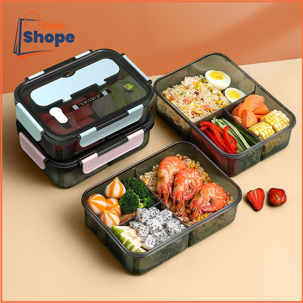 CLICK SHOPE Lunch Box With Fork Spoon Microwave Heating Food Container ...