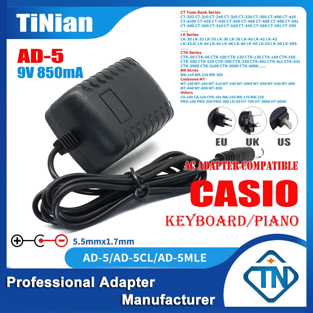 9V AC Adapter Power Supply For Casio CTK-100 LK-70 CA-110 – UpBright® Charger