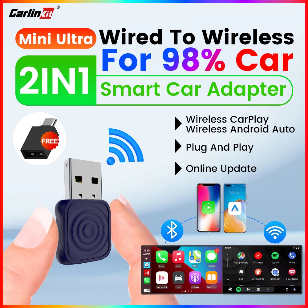 CarlinKit Wireless CarPlay Adapter Wireless Android Auto 2 in 1 Mini ...