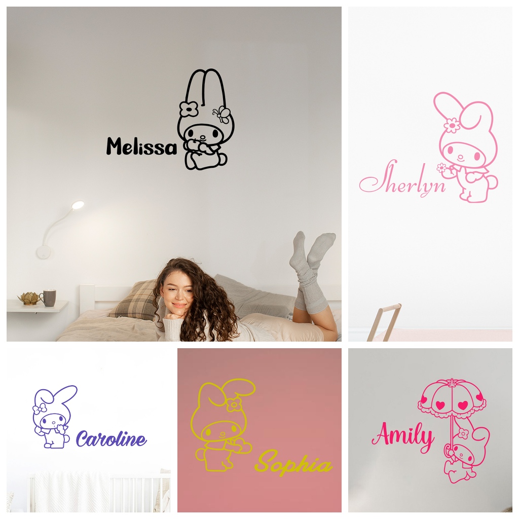 Customized name My Melody stickers, art stickers, wallpaper design ...