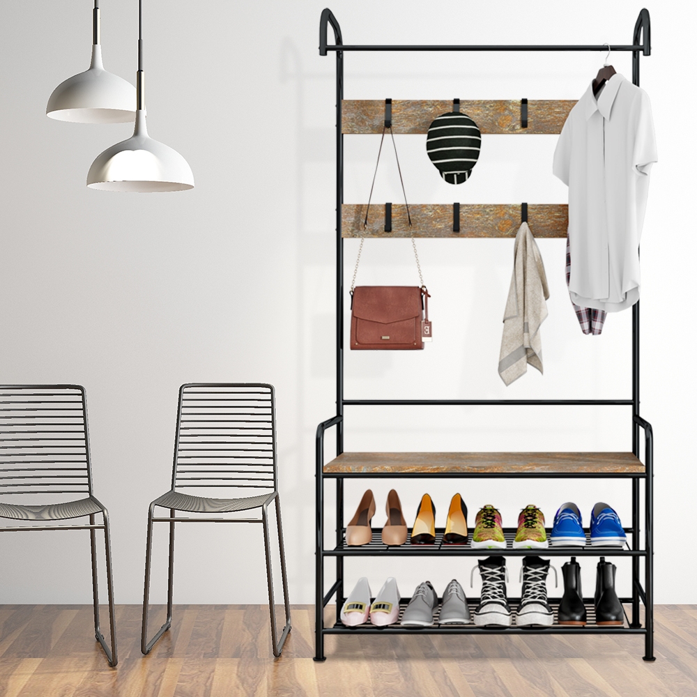 Multi-Layer Floor Coat Rack Stand Hat Rack Shoe Rack Bedroom Living ...