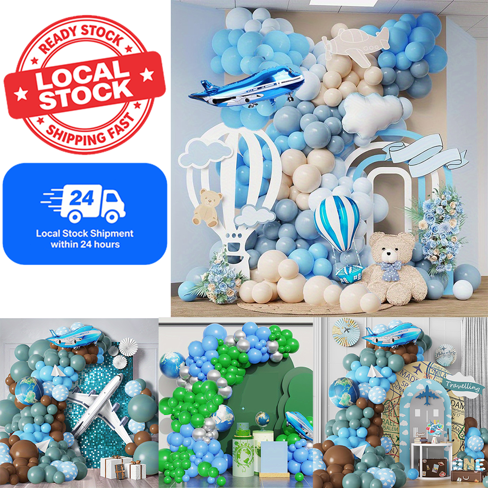Airplane Party Decorations Kit - Birthday Banner, Balloons & Cake Toppers For Kids Plane Theme