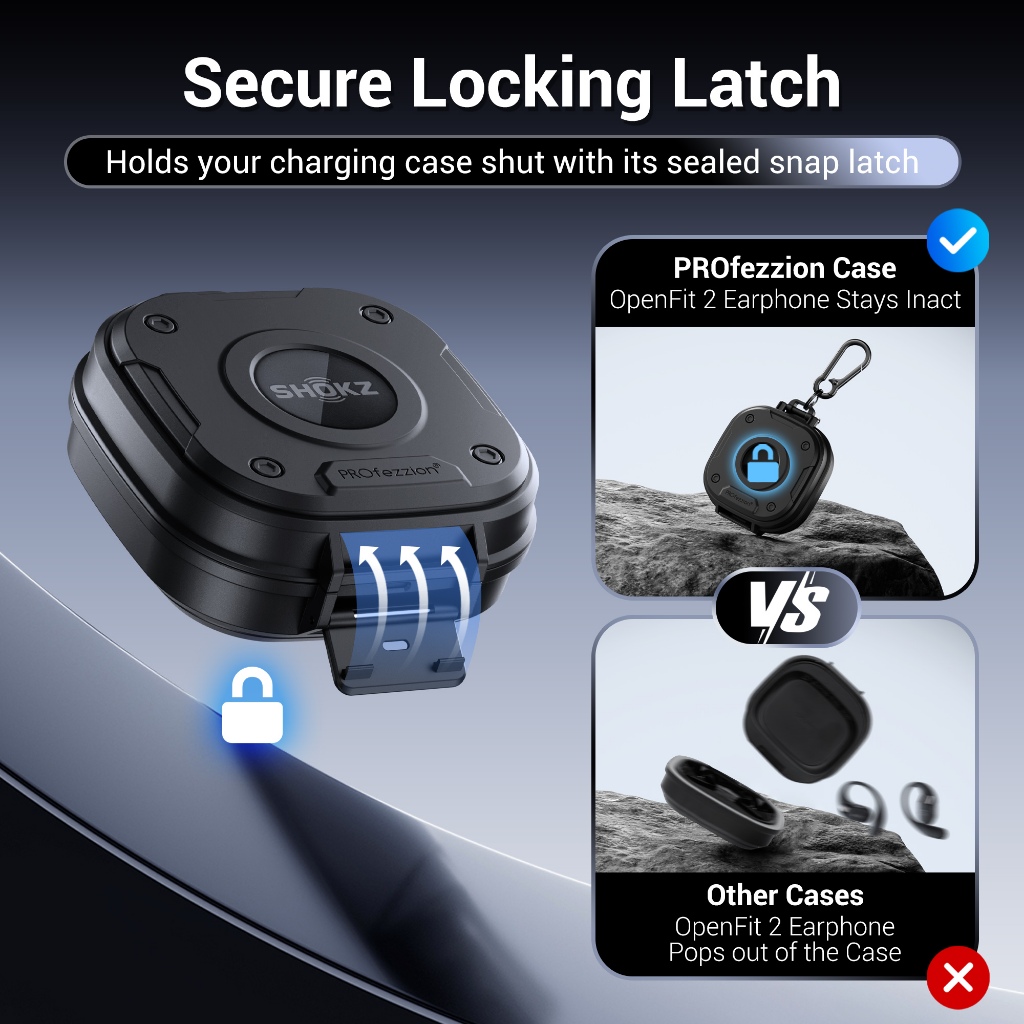 Custodia In Silicone Per SHOKZ OpenFit 2+/Plus, Con Moschettone, Antiurto E Ricarica Wireless, Nera