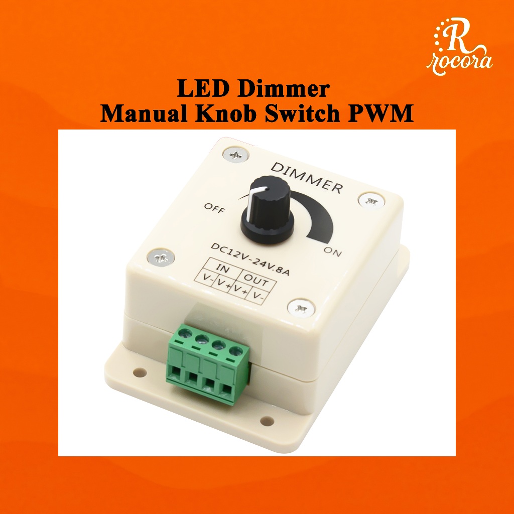 SUPERNIGHT Dimmer Knob Aluminium Case DC12V-24V 8A Single Channel Knob Dimmer Controller For LED Strip Bulb Lamp Light 5050 3528 5630 Single Color LED Strips