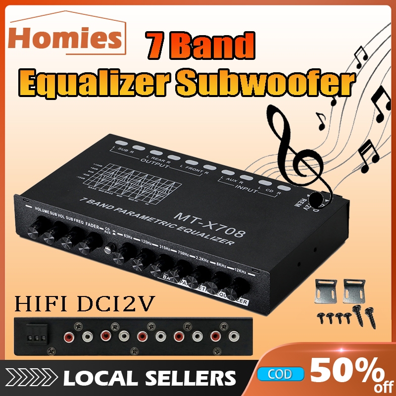 7 Band Parametric Equalizer Subwoofer 12V HiFi Car Amplifier Graphic ...