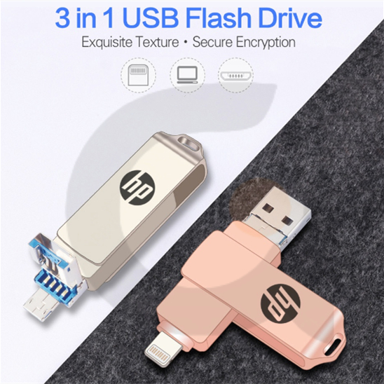 USB 3.0 HP 3 in 1 Rotating OTG Custom Metal Memory Stick 1TB Computer ...