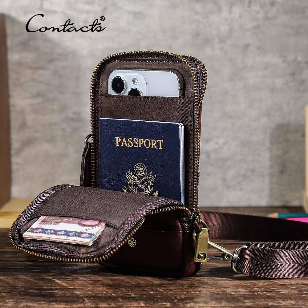 Bag Mens Leather Phone Wallet CONTACT'S Mini Cross-Body Bag