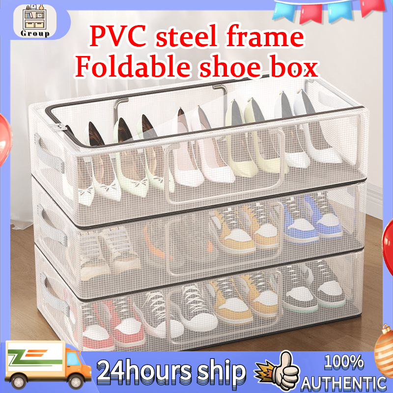 1/3 piece PVC transparent shoe box, installation free, steel frame ...