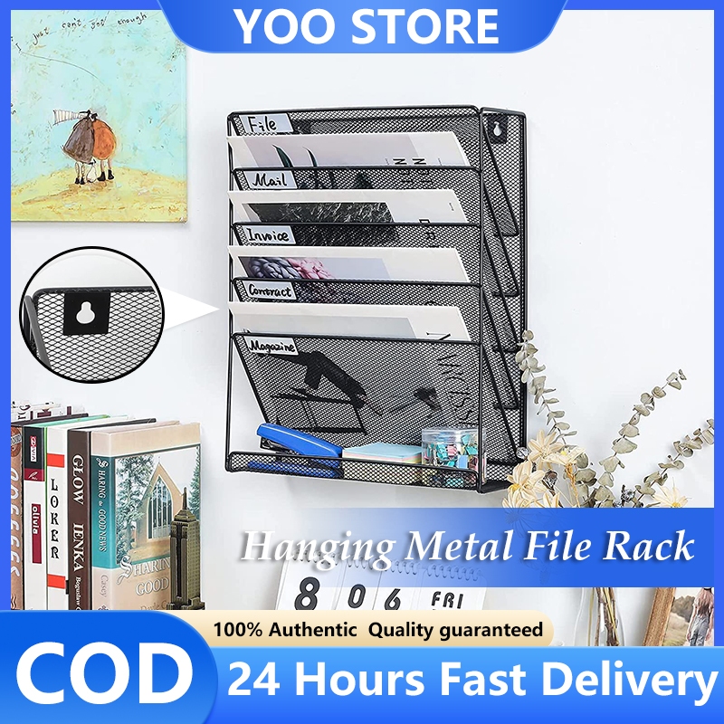 Hanging Metal File Rack Folder Practical Desk Organizer Wall-Mounted ...