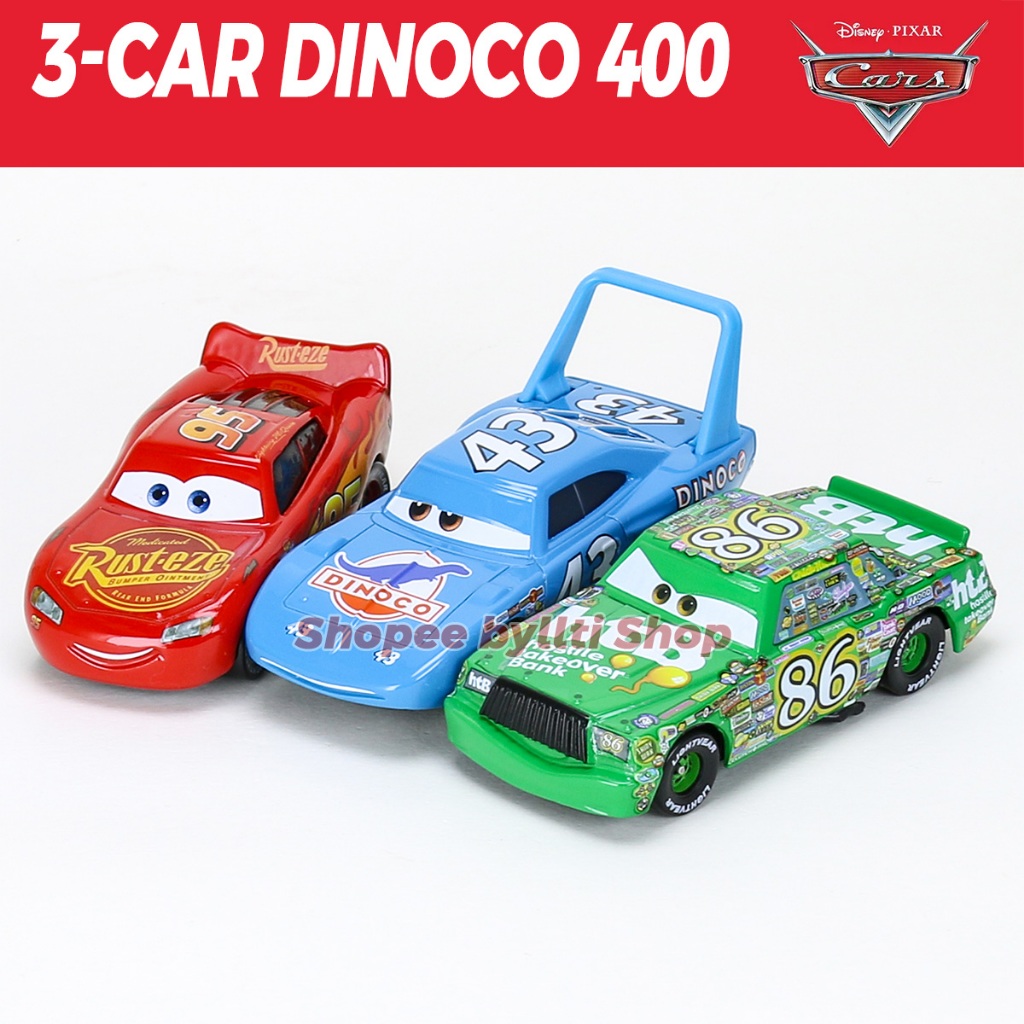 3-PACK Mattel Disney Pixar Cars Lightning McQueen King Chick Hicks 1:55 ...