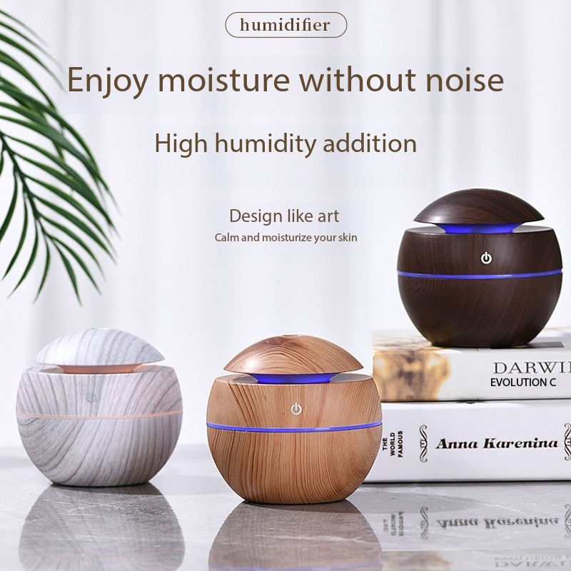 Mushroom desk humidifier household bedroom mini usb wood grain round ...