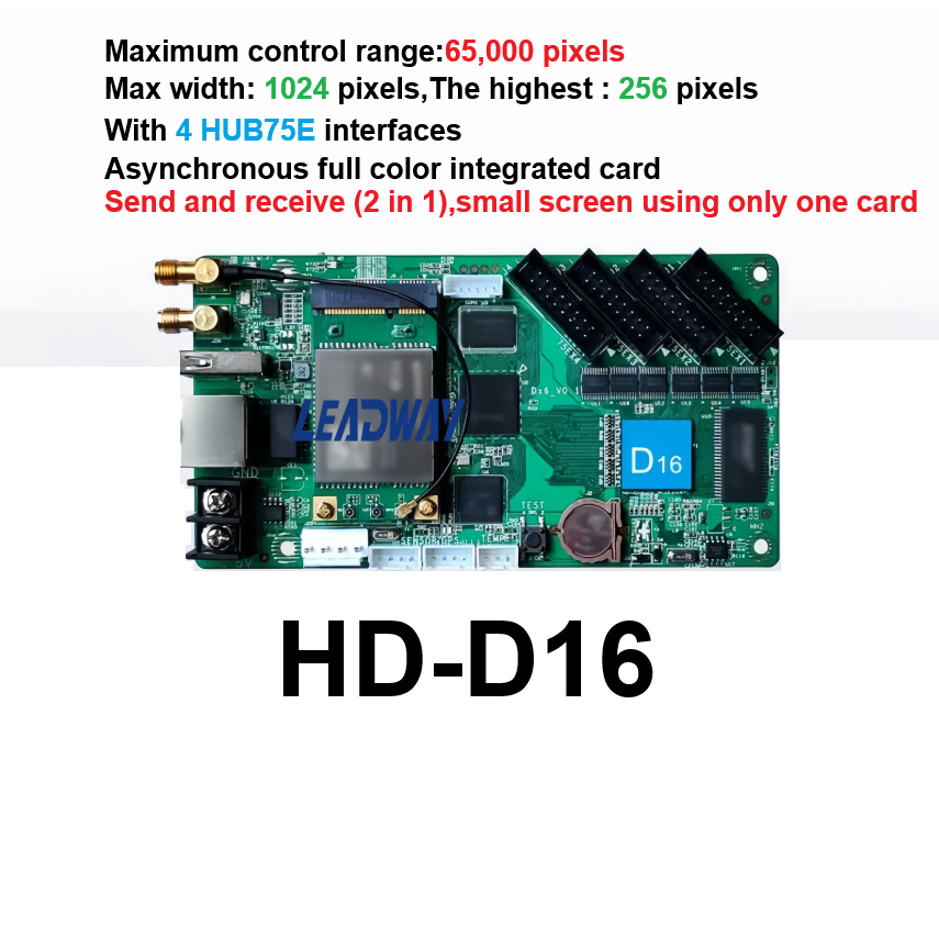 Huidu HD-D16 Full color RGB WIFI/4G Led Wall Screen Panel Control card ...
