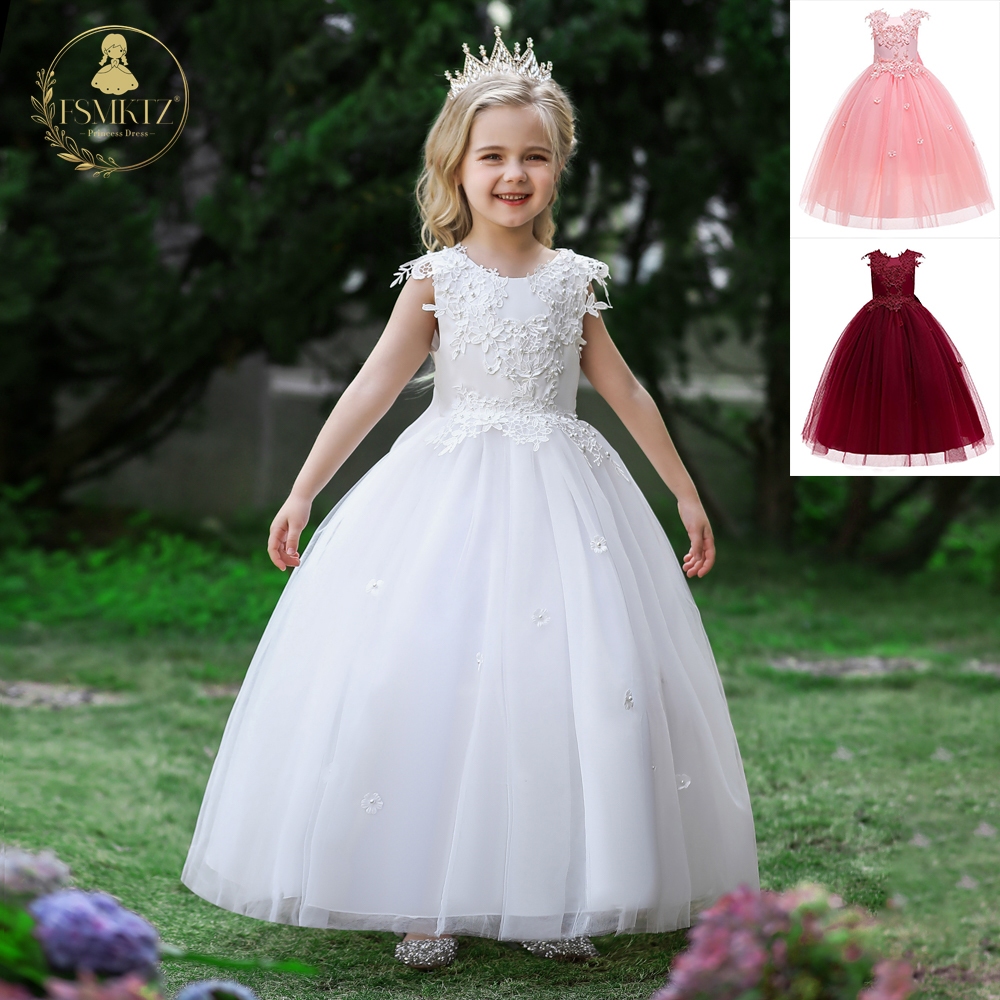 FSMKTZ Girl Dress Children Princess Birthday Party Prom Bridesmaid Costume  Long Gown Girls Clothes 14 Years LP-280