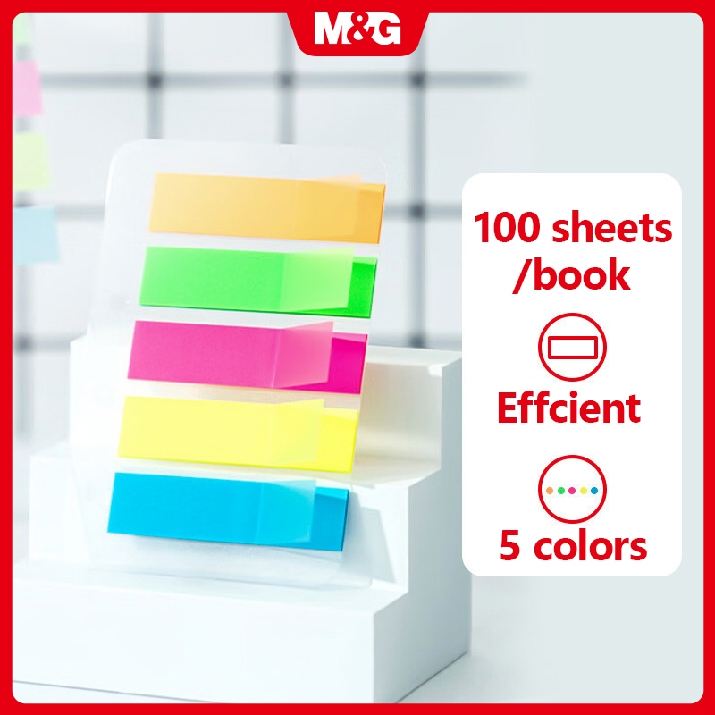 M&G 100 Fluorescent Post-it Notes 5 Color Strips - Creative, Cute ...